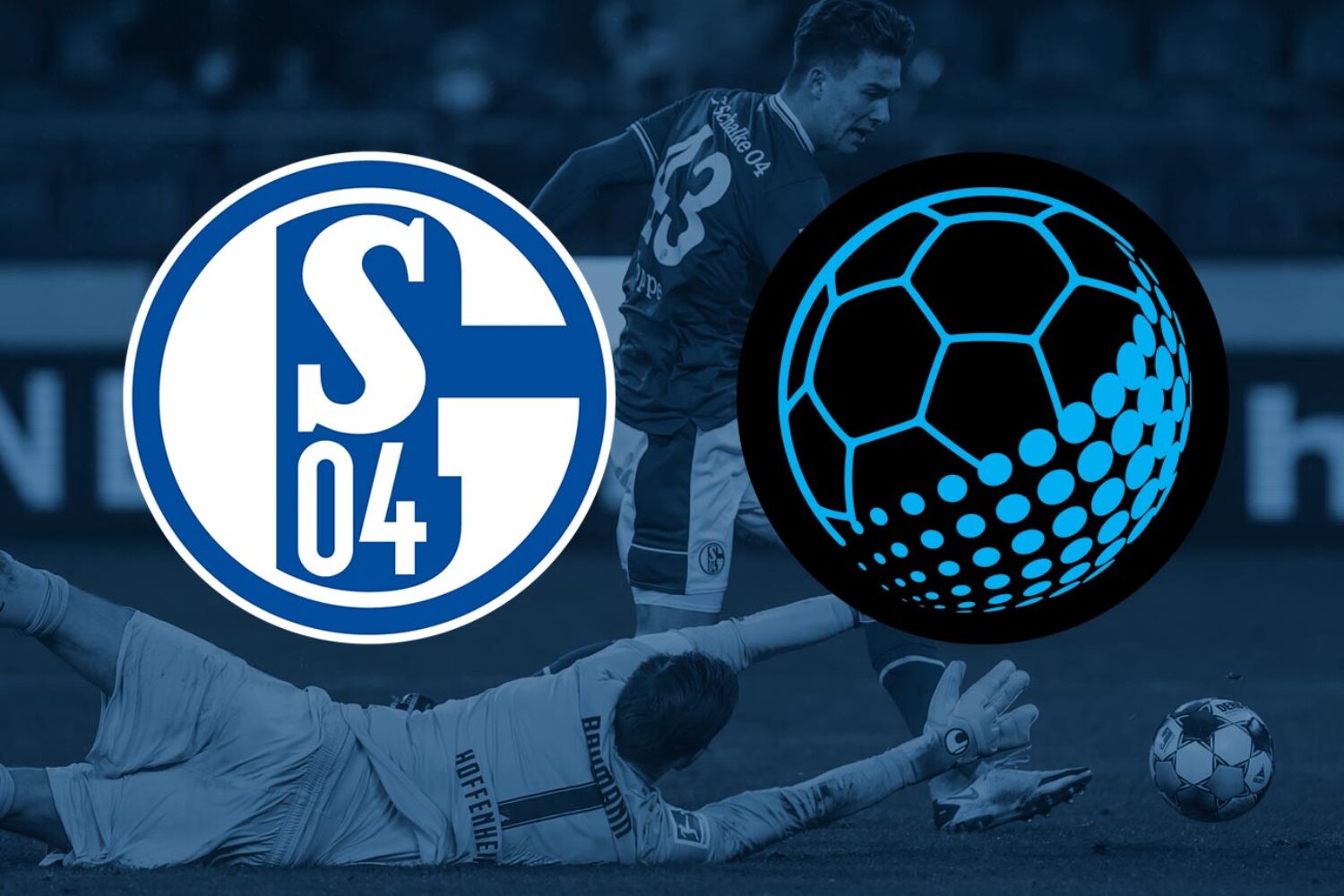 Soccer logos overlaying a dynamic player action shot on the field.
