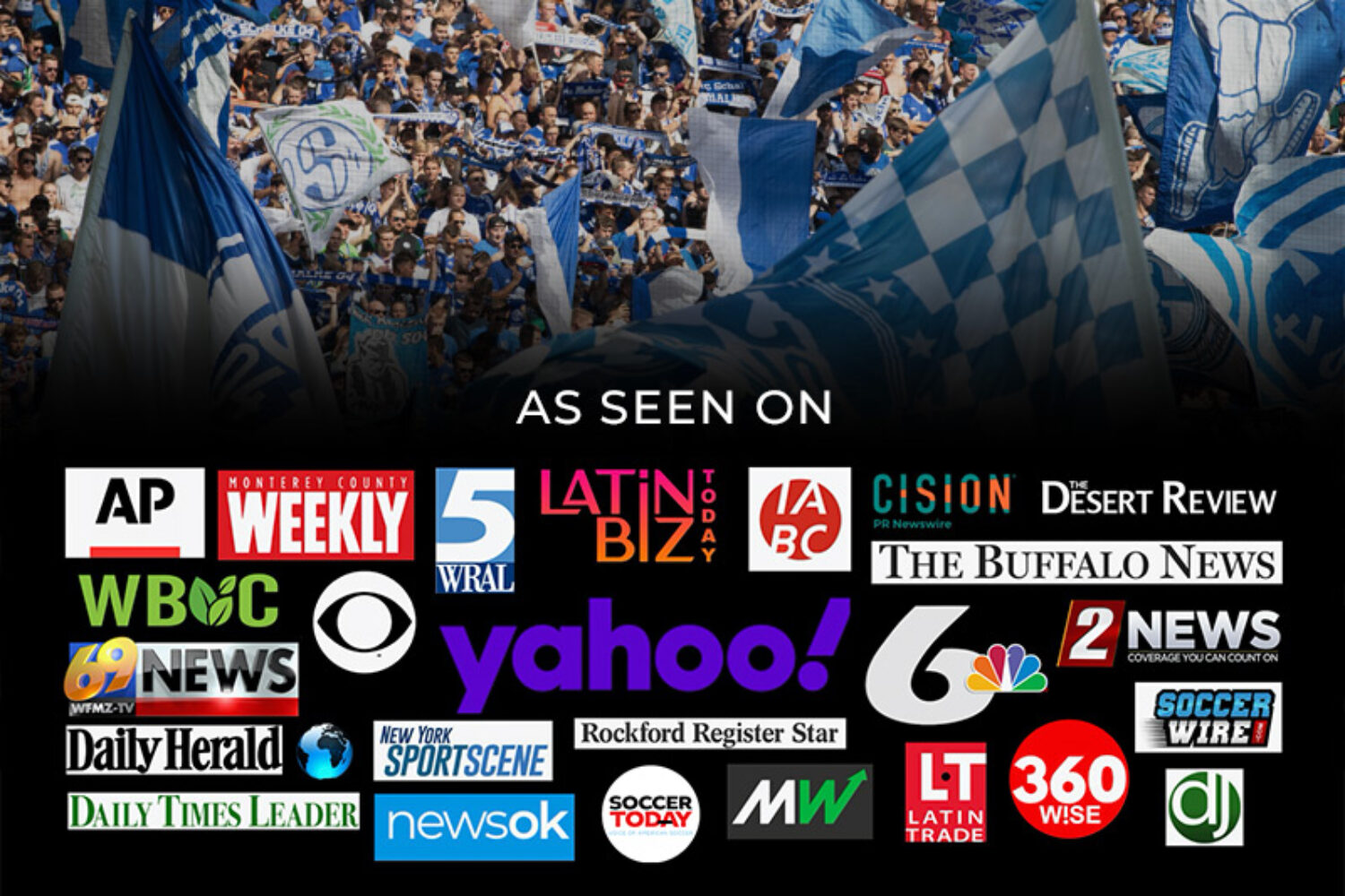 A collage of logos from various news and media outlets labeled 'As Seen On'.