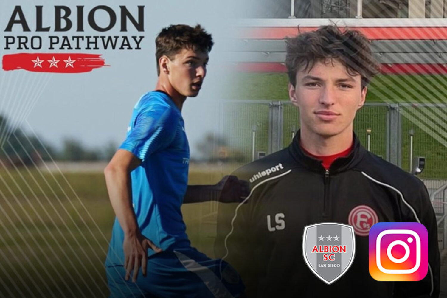 Young soccer player featured in Albion Pro Pathway promotional image.